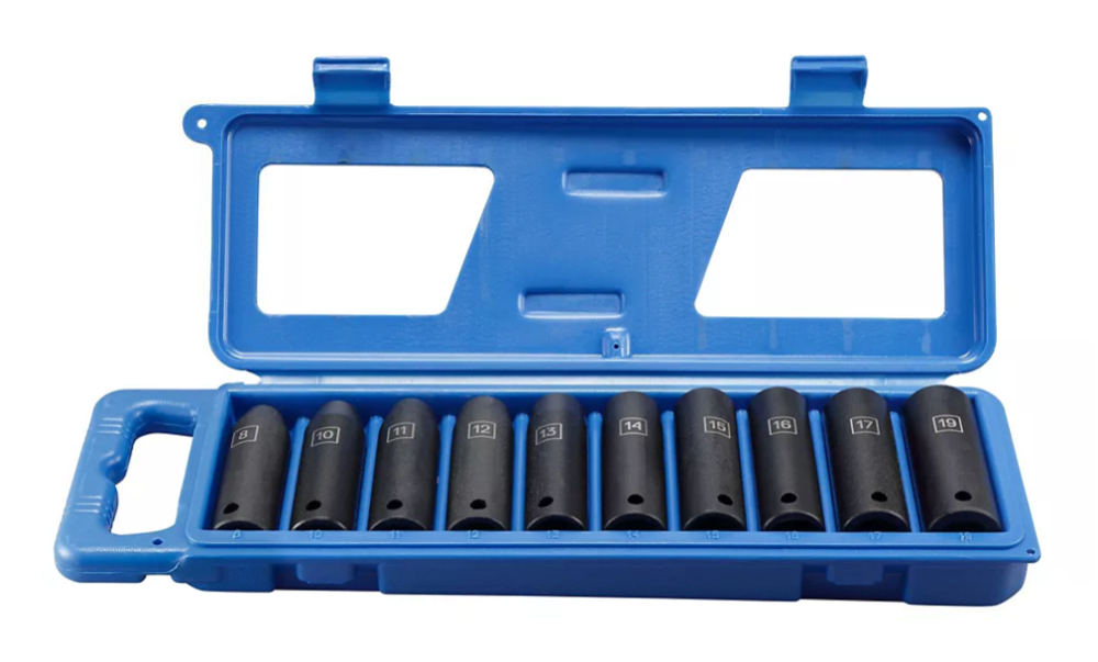 JobSmart KIV0053 1/2 in. Drive Metric Deep Impact Socket Set, 10